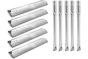 Hongso 5 Burners Pipe Tube and 5 Heat Plates Repair Kit Replacement Parts for Jenn Air Gas Grill 720-0709, 720-0709B, 720-0727, Kitchen Aid 720-0709C, 720-0954, 720-0954A, SBE6415-SPG4515