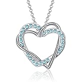 Kruckel 2 Love Heart Together Pendant Necklace Made with Austrian Crystal | White Gold Plated Silver Chain Necklace Jewelry Gifts for Women - NHS0010