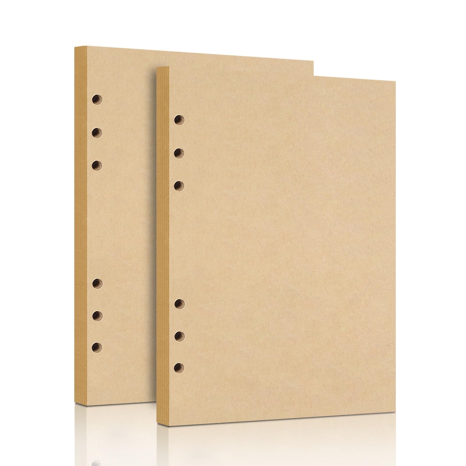 Mafeigu A5 Refill Paper, 2 Pack Unlined Blank Kraft Paper,100GSM Thick Refillable Paper 6 Hole Filler Inserts Loose Leaf Paper,for A5 Size 6 Ring Binder Journal Notebook,160 Sheets (320 Pages) — image 1