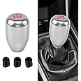 CHRYMUM Car Gear Shift Knobs, Manual Gear Shift Knobs Replacement, Universal Car Accessories Interior Stick Shift Knob, Manual 5 Speed Universal Gear Stick Shift Knob for Car Truck SUV (Silver)