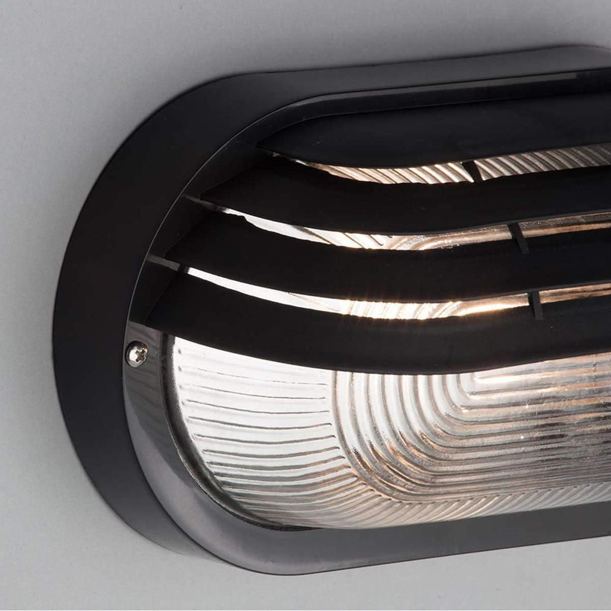 CGC Lighting Oval Cage Eyelid Bulkhead Black Wall Ceiling Light Weatherproof Indoor Outdoor Garden Patio Porch Drive Way Balcony Door Garage - Image 3