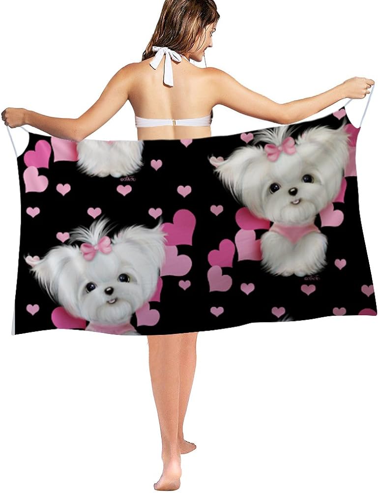 HUGS IDEA Cute Yorkshire Terrier Print Bikini Dress Wrap Summer Beach