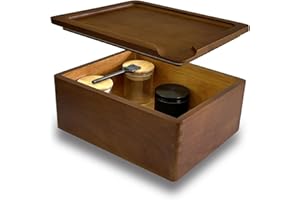 Misecrisa Stash Box with Tray - Large Wooden Box with Accessories Storage Stash Box Set - Decorative Wood Box for Herbs smell proof box (9.5inch)