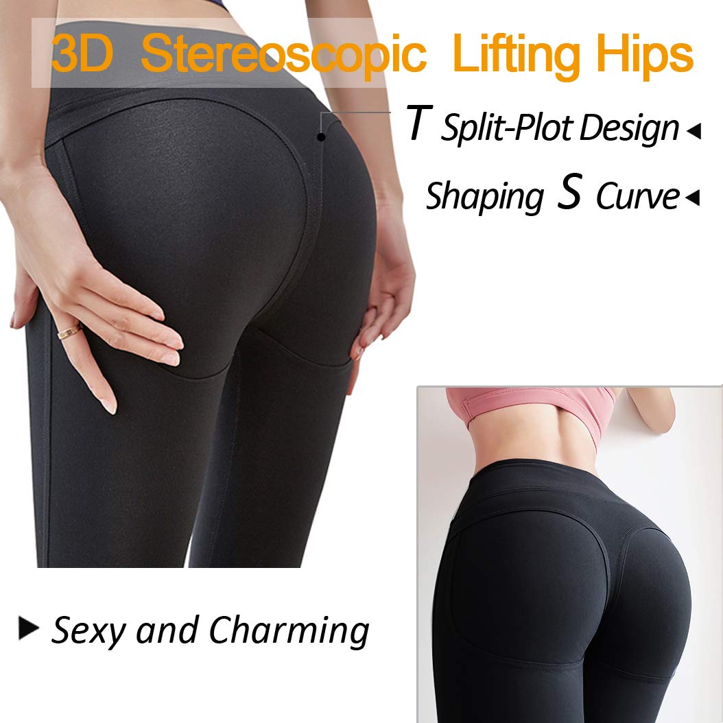 TINLUNG Women\'s High Waist Yoga Leggings, Tummy Control Slimming Sports Tights Leggings, Workout Yoga Pants Trousers for Women - Black/M