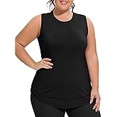 COOTRY Plus Size Workout Tank Tops for Women Sleeveless Yoga Athletic Gym Running Shirts