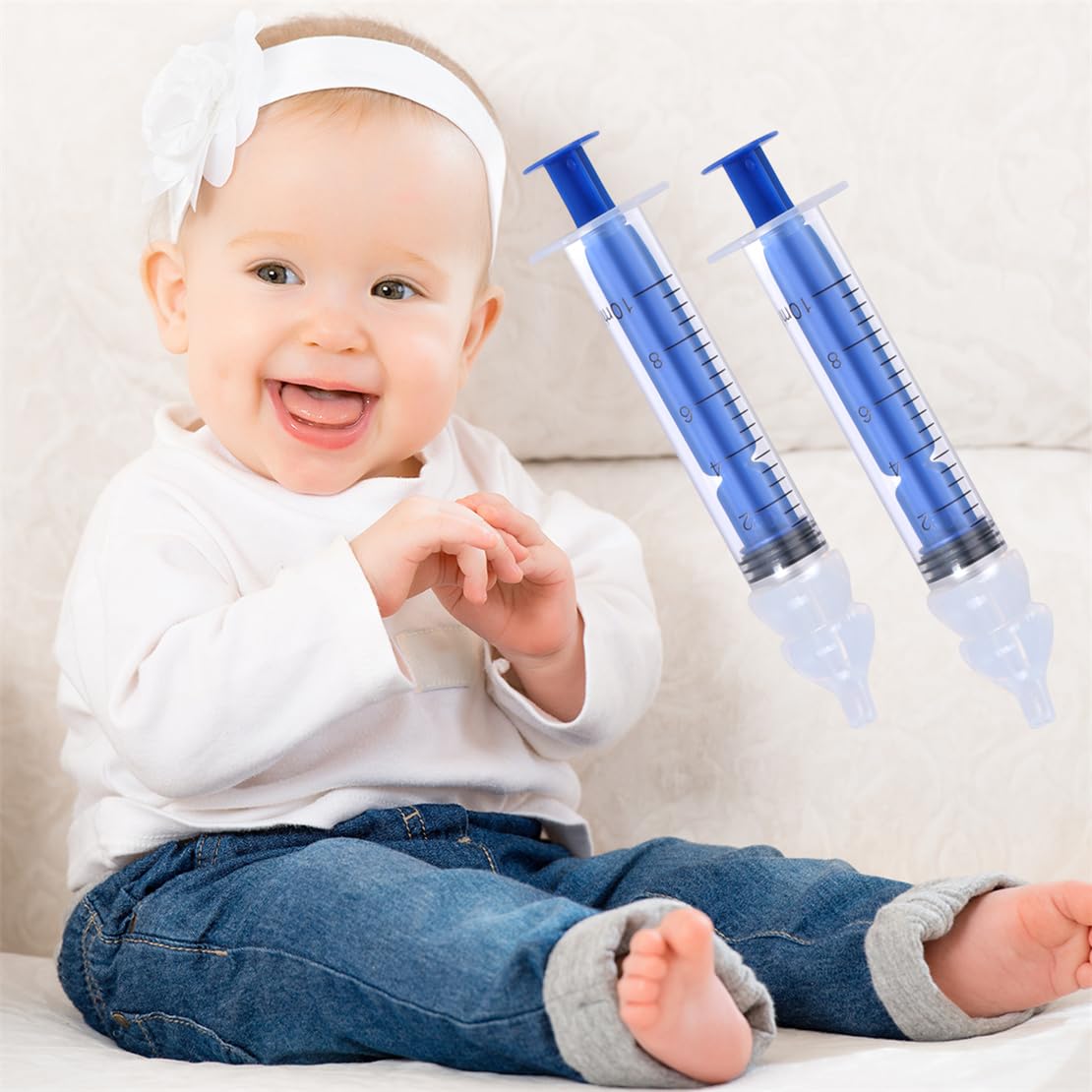 YJWZWE Nasal Irrigator for Baby Portable Infant Nose Cleaner Rinsing Device with Cleanable Reusable Silicone Nasal Suction Tips Nasal Hygiene 2Pcs
