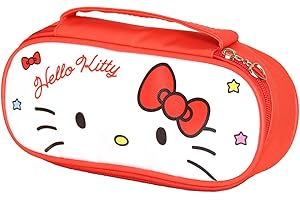 JUTOROSY Cute Pencil Case for Girls, Pu Leather Pencil Pouch with Zipper, Kawaii Stationery, Cartoon Makeup Bag, Pen Case Large Capacity Stationery Bag for School Supplies, Red