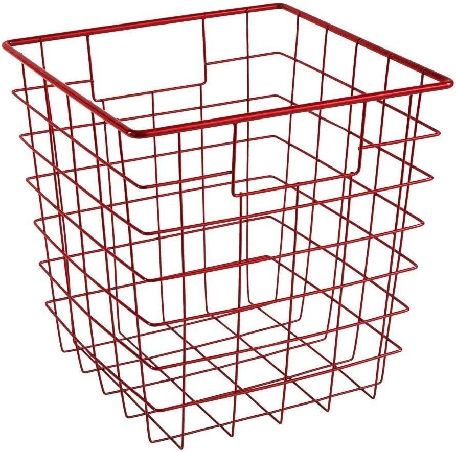 I_SL Wire Storage Bin with Handles, Red, Designed to Work