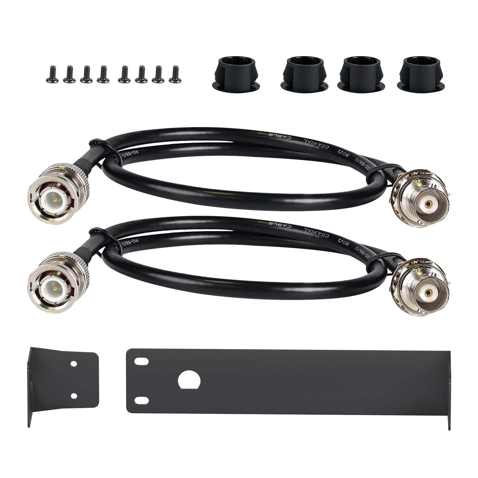 Phenyx Pro BNC Antenna Kit, Two Connecting Cables 50cm/1.6FT for Front-Mounting Antennas, Metal Rack Plates Included, Suitable for Half-Rack Wireless Systems (ANTK-HR2A)