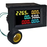 KETOTEK Digital Ammeter Voltage Meter AC 40-300V 100A Power Energy Panel Meter LCD Display Voltmeter Multimeter Volt Amp Watt Monitor with Current Transformer CT