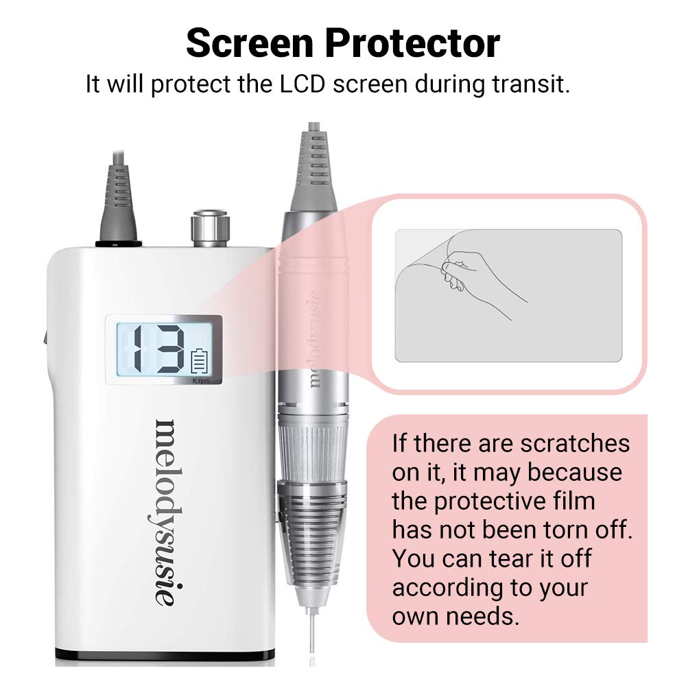 MelodySusie Professional Rechargeable 30000 rpm Nail Drill, Portable E-File with Long Life Battery, Electric Tool for Acrylic Nail Natural Extension Poly Nail Gel, High Speed, Low Heat, White: Beauty
