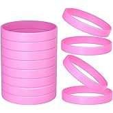 Morcheiong 12 Pieces Silicone Bracelets- Pink Color Blank Rubber Wristbands for Adults Teen Party Favors