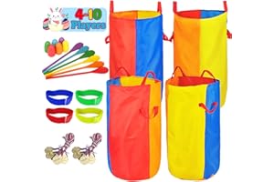 Dreampark Outdoor Games Potato Sack Race Bags for Kids Adults 4-10 Players, Carnival Birthday Party Easter Field Day Games Outside Lawn Yards Family Reunion Games 3 Legged Race and Egg Spoon Race