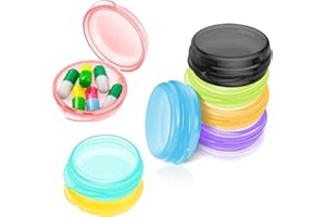 8Pcs Round Small Pill Organizer Box, Travel Pill Case Portable Daily Mini Medicine Organizer Holder for Purse Pocket Briefcas