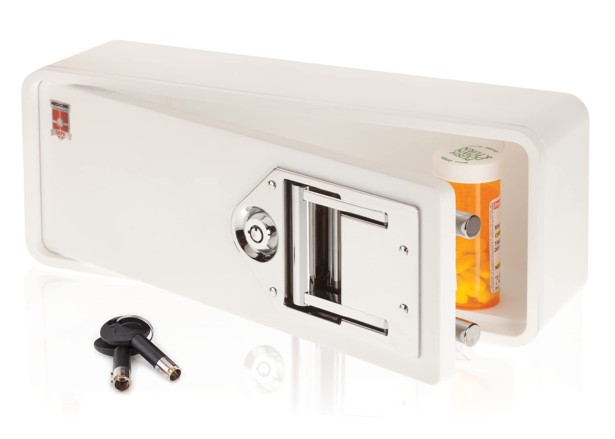 MEDICINE RX SAFE Lockbox, Plastic Alloy Steel, White