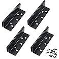 MEICOCO Bed Frame Hardware Bed Post Double Hook Slot Brackets Attachment Hardware, Heavy Duty Bed Frame Brackets for Wooden Bed-Set of 4 (Screws Included)