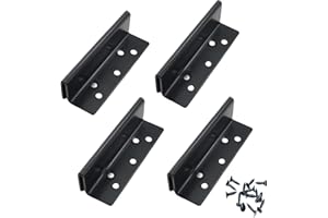 MEICOCO Bed Frame Hardware Bed Post Double Hook Slot Brackets Attachment Hardware, Heavy Duty Bed Frame Brackets for Wooden Bed-Set of 4 (Screws Included)