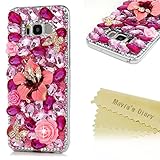 S8 Plus Case,Samsung Galaxy S8 Plus Case 3D Handmade Bling Colorful Diamonds Champagne Flower Butterfly Shiny Sparkle Rhinestone Gems Crystal Clear Full Body Protection Hard PC Cover by Mavis's Diary