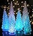 BANBERRY DESIGNS Table Top Christmas Trees - Set of 6 - LED Lighted Acrylic Christmas Trees Holiday Decoration Set of 6 Assorted Sizes 10