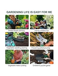 DRIVIM Juego de herramientas de jardinería de 10 piezas, kit de herramientas de jardín con asas ergonómicas para tropa, rastrillo de manos, tijeras de podar afiladas, herramientas de mano de jardinería, regalos para mujeres con funda de transporte