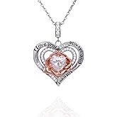 StiloVero Moissanite Necklace for Women, Heart Pendant Engraved “I Love You”, 18K White Gold Plated Sterling Silver, Elegant Necklace Gift for Her, Anniversary, Birthday Gifts for Women, Jewelry for Wife & Mom