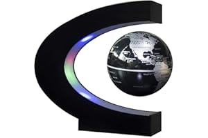 TRENZSARY Floating Globe with LED Lights C Shape Magnetic Levitation Floating Globe World Map for Desk Decoration (Black)