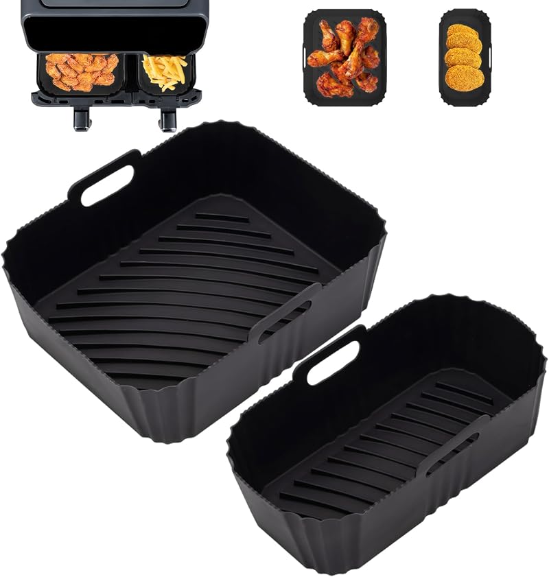 Dzpuhuojz 2Pcs Silicone Air Fryer Liners for Dual Drawer Fryers