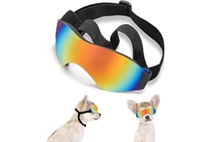 OUTAMATEUR Small Dog Sunglasses, UV Protection Dog Goggles for Small to Medium Breed Dog, Windproof Antifog Pet Glasses for Puppy with Adjustable Strap (Red)