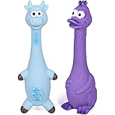 SCHITEC Squeaky Dog Toys, [2 Pack] Squawking Latex Toy with Interactive Squeaker, Squeak Rubber Duck Chicken for Medium Small