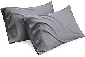 Bedsure King Size Pillow Cases Set of 2, Rayon Derived from Bamboo Cooling Pillowcase, Soft & Silky Pillow Covers with Envelope Closure for Kids, Gifts for Men or Women, Dark Grey, 20x40 Inches