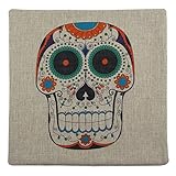Home Style Cotton Linen Decorative Couple Throw Pillow Cover Cushion Case Couple Pillow Case, Set of 2 (Skulls)