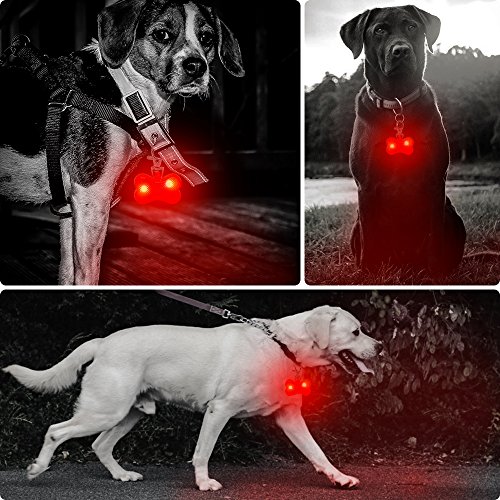 Higo Dog Collar Light, Safety LED Dog Tag for Night Walking, Glow Up Dog Lights for Collar Makes Your Small Medium Large Dogs& Cats Be Seen& Safe at Night (Red/Bone Shaped) - Thumbnail 7