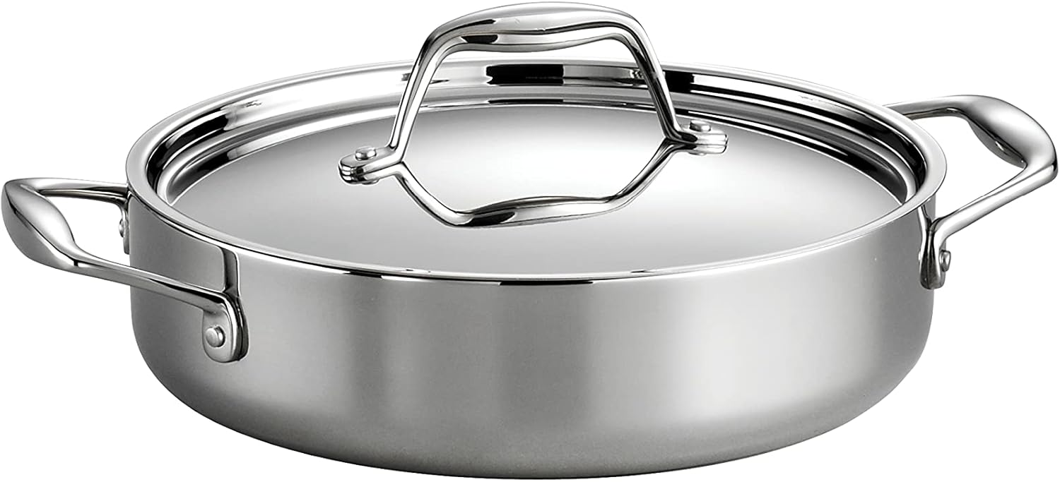 Tramontina 80116 009ds Gourmet 18 10 Stainless Steel Induction Ready Tri Ply Clad Covered Braiser 3 Quart Stainless By Tramontina Amazon De Kuche Haushalt