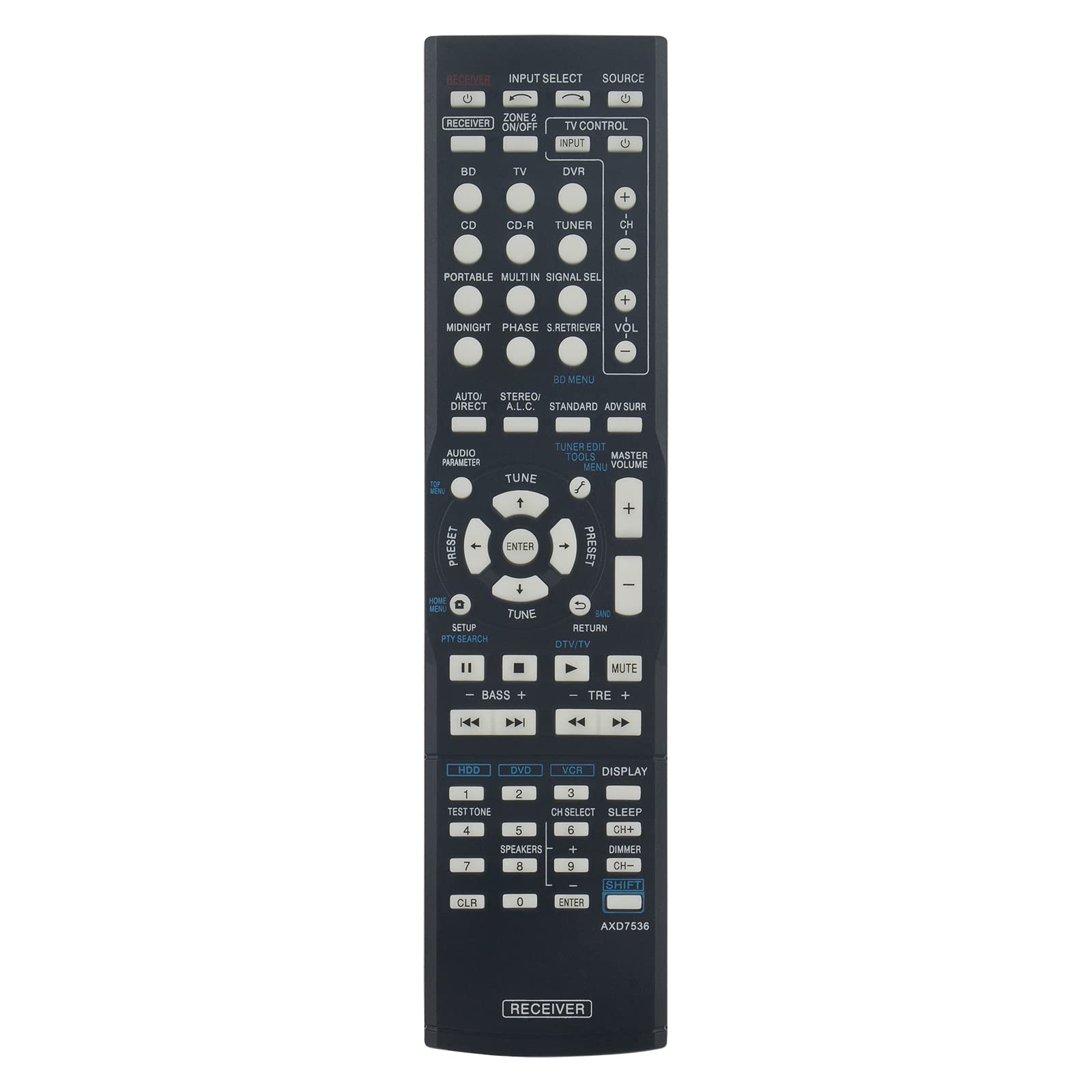 New AXD7536 Replaced Remote Control AXD7536 Receiver Remote Control Replacement fit for PIONEER AV Receiver Home Theater VSX-519 AXD7536 Remote Controller