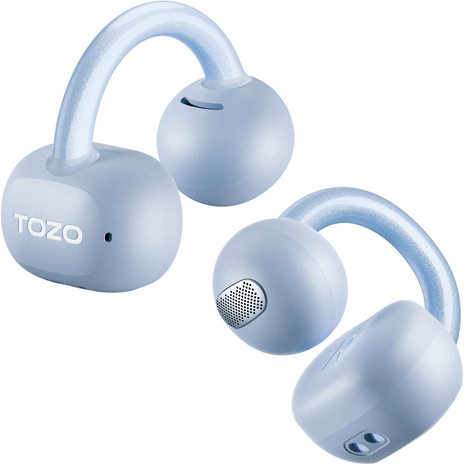 TOZO OpenEarRing True Open Ear Earbuds, Lightweight Comfort Open Ear Clip Wireless Earbuds, 40H Play Bluetooth 5.4 Headphones with Smart Digital Display Design Fit Sports Running, Workout Black