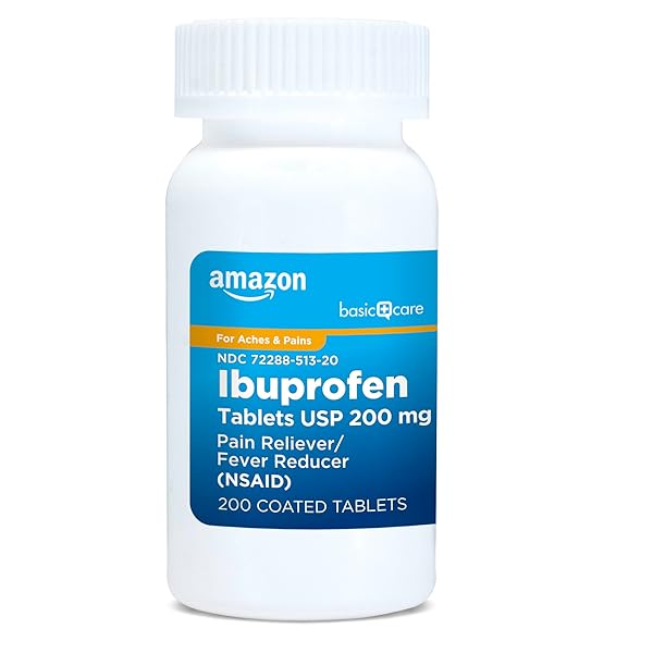 AMAZON BASIC CARE IBUPROFEN TABLETS, FEVER REDUCER AND PAIN RELIEF FROM BODY ACHES, HEADACHE, ARTHRITIS AND MORE, BROWN, 200 COUNT (PACKAGING MAY VARY)