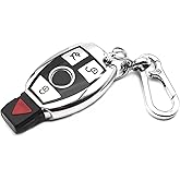 INFIPAR Fit for Mercedes Benz C E S G M CLS CLK G R Class Sprinter 300 Series TPU Key Fob Remote Cover Case Shell Glove Pouch Holder Protector Keyless Entry Sleeve Accessory, w/Key Chain, Silver