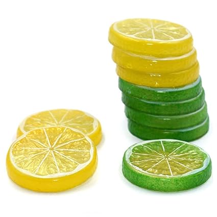 Artificial Lemon Lime Slices Set Of 10pcs Simulation Food Model