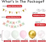 Buygain Happy Birthday Banner with Balloons Green Pink 12in Decor Set view 2