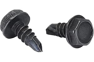#8 x 1/2 in. Black Exterior Self Drilling Screws, Hex Washer Head (100 pcs) by Makers Bolt