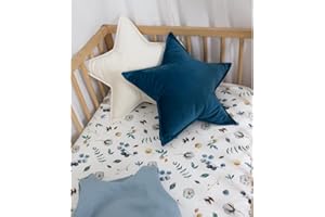 JIKAL Star Moon Shaped Pillow Soft Velvet Nursery Stuffed Throw Pillows for Kids Room Couch Reading Nook Decor (Star, Teal)