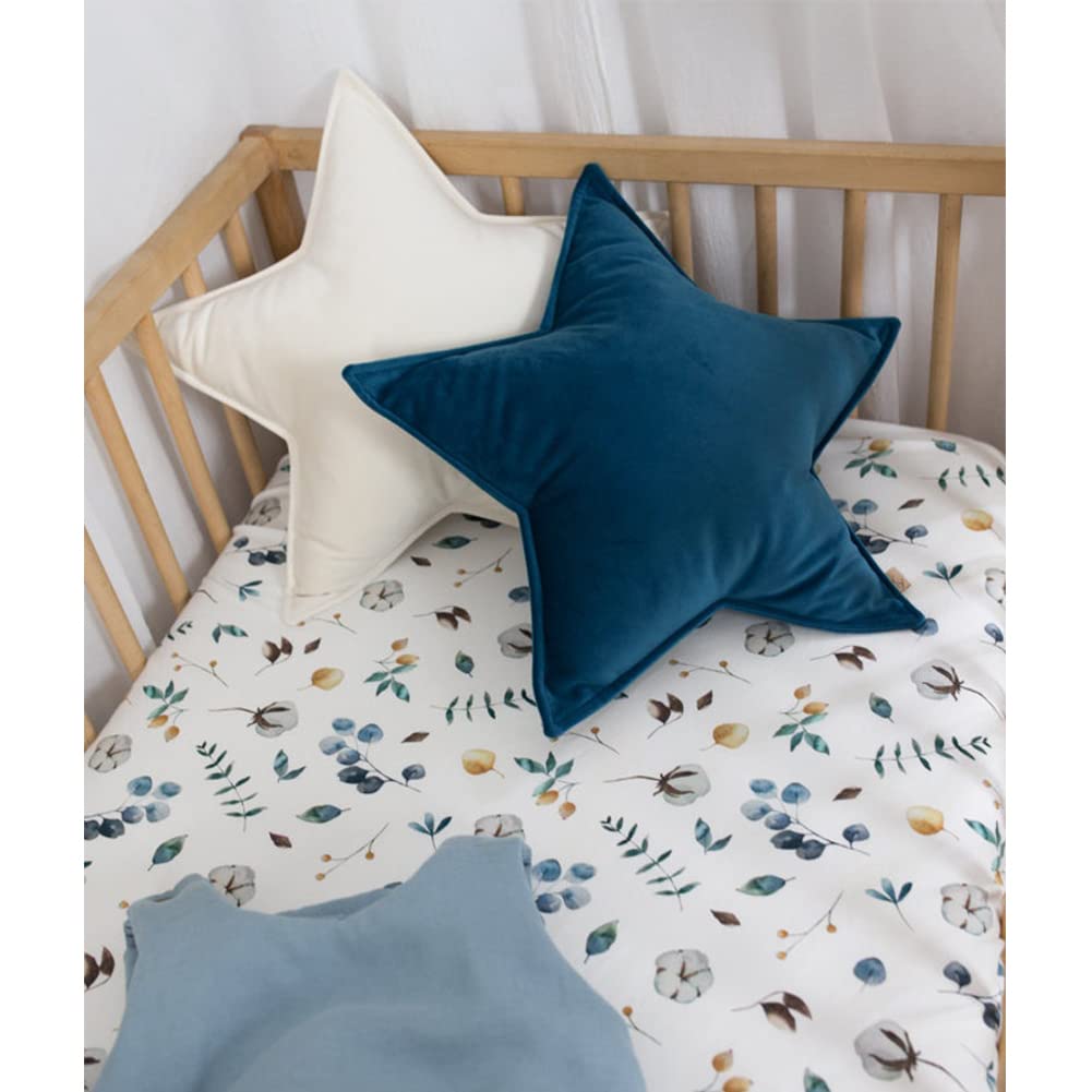 Photo 1 of JIKAL Star Moon Shaped Pillow Soft Velvet Nursery Stuffed Throw Pillows for Kids Room Couch Reading Nook Decor (Star, Teal)