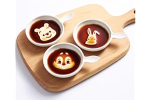 Super Cute Cartoon Ceramic Sauce Dishes Set, Mini Dipping Condiment Dish, Sushi Soy Seasoning Plates, Round Bowl Serving Dish