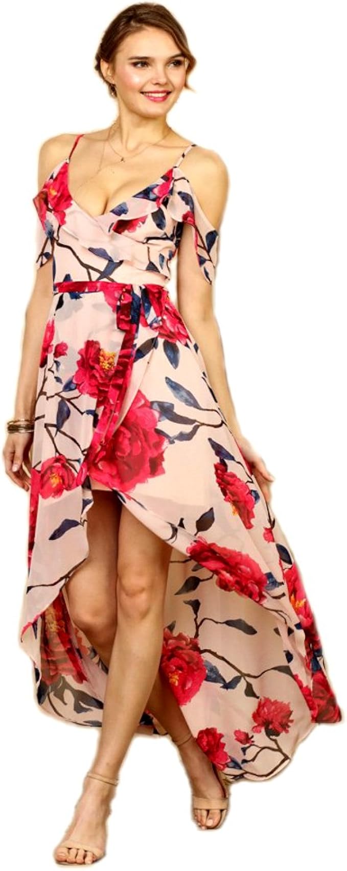 dusty rose floral maxi dress