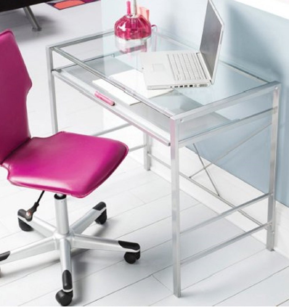 Mainstay Glass Top Laptop Computer Desk PC Workstation Table Modern