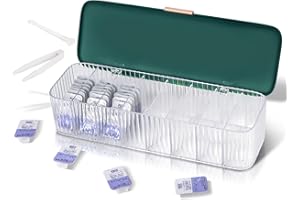 VORDRASSIL P-80 daily contact lens organizer with a Remover & a Tweezer, Disposable Contact Lens Dispenser, Clear Plastic Box for All Brands Daily Lens (Green).