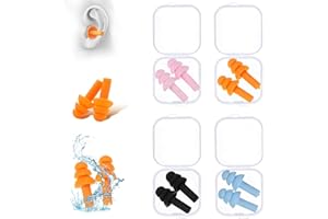 GLIROPS Reusable Silicone Sleeping Earplugs - Four Individual Packs, Waterproof, Durable, Effective Noise Reduction, Ideal for Swimming, Traveling, Studying and Sleeping