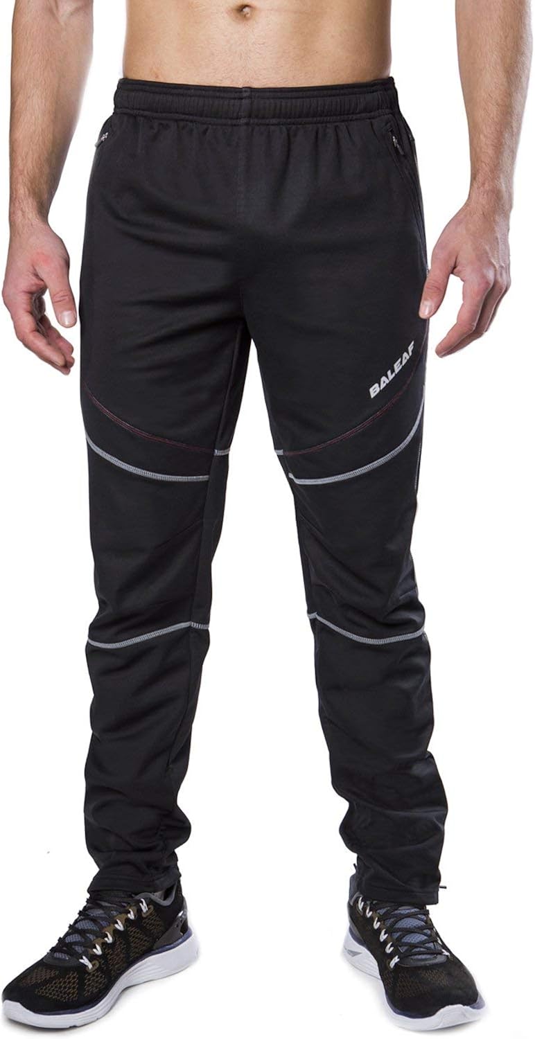 BALEAF Men's Biking Pants Thermal Fleece Winter Cycling Running Windproof Workout Mountain Bike with Pockets : Clothing