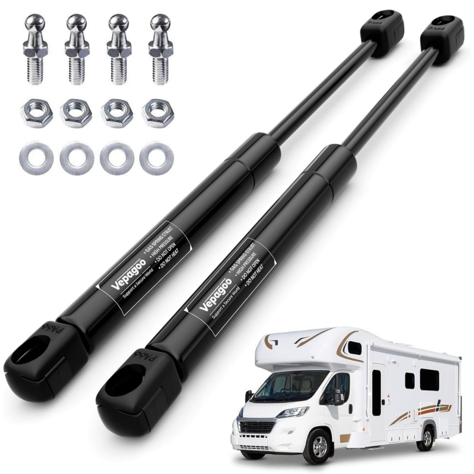 Photo 1 of Vepagoo C16-08054 20 inch 100Lb Gas Struts Shock Lift Support - Fit for RV Bed Camper Bed Storage Heavy Duty Lid Pickup Truck Tonneau Cover Trailer Basement Door (Fit 85-115Lb Lid)