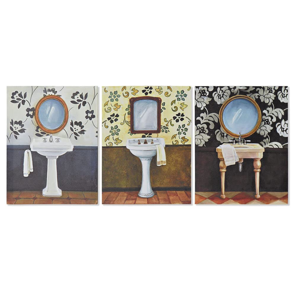 DKD Home Decor Canvas Bathroom Picture (3 Pieces) (30 x 1.8 x 40 cm) (Reference: S3013658)